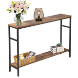 Narrow Console Table, 47 Inch Sofa Table with Adjustable Shelf, 2-Tier Long Skinny Table for Hallway,