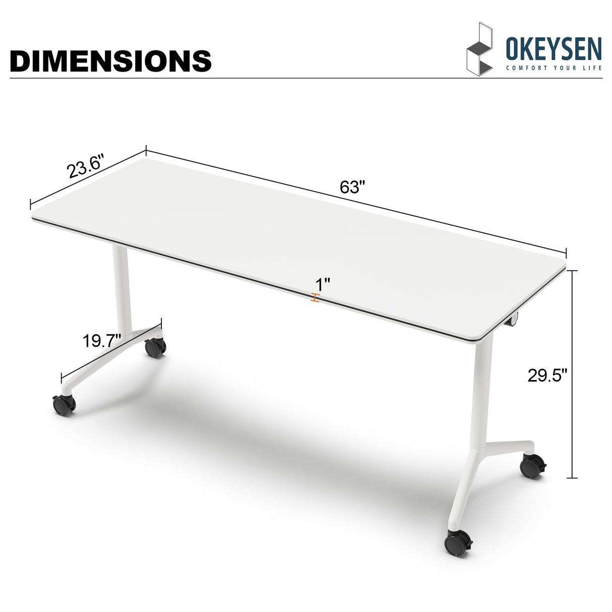 Conference Room Table 4 Pack, Modern Folding Training Table with Flip Top, Mobile