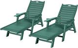 Outdoor Chaise Lounge Chair Set of 2 with Wheels & Cup Holder