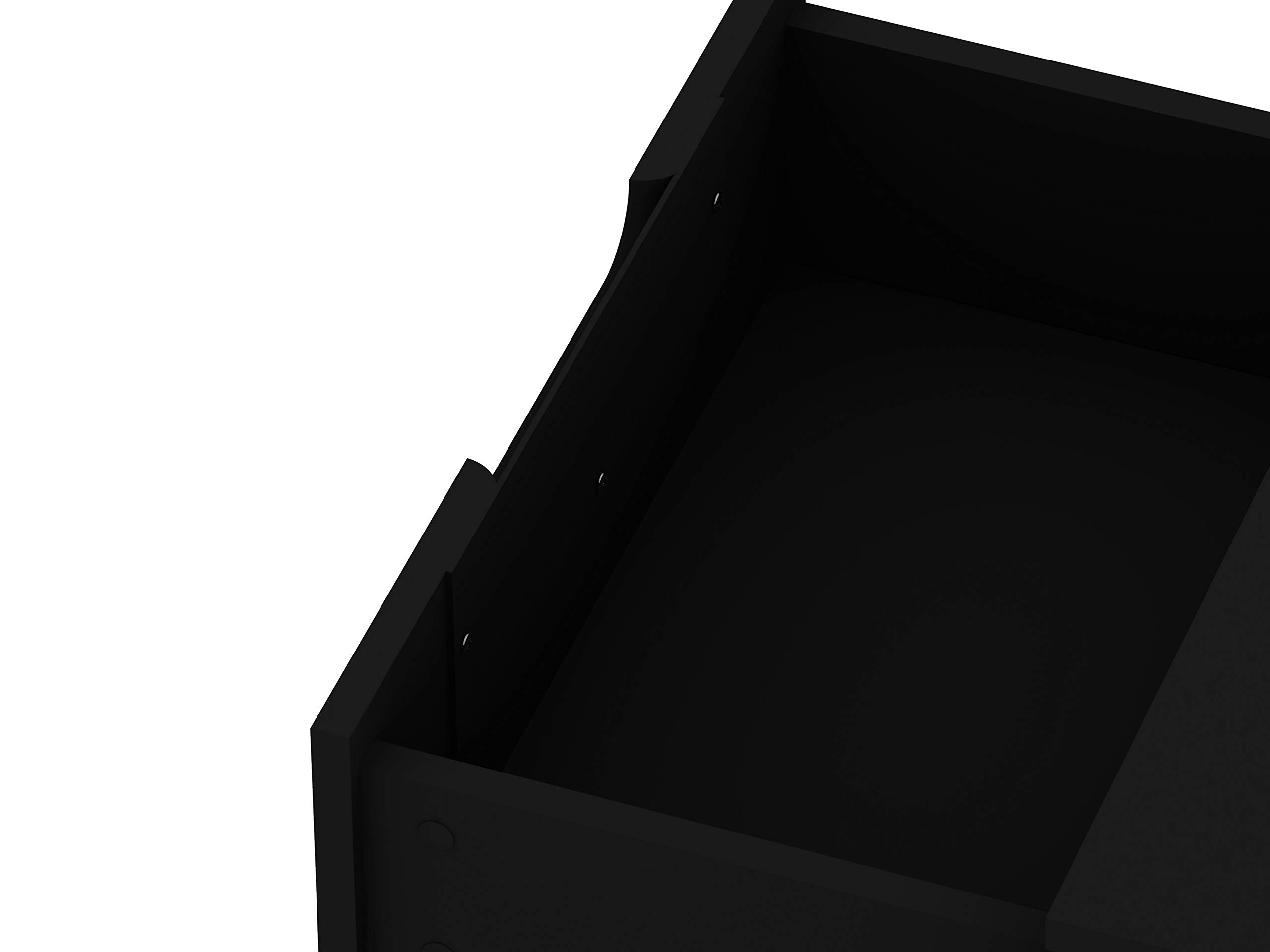 Manhattan Comfort Rockefeller Nightstand with Drawers, Mid Century Modern Bedside Table, Minimalist Display and Storage Organizer, Ideal for Bedroom and Living Room, Black