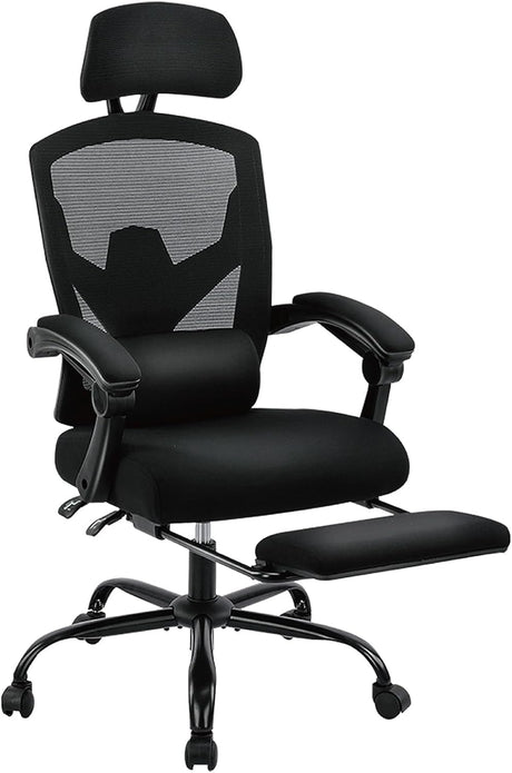 Home Office Desk Chair with Footrest, High-Back Mesh Rolling Swivel Reclining Chairs