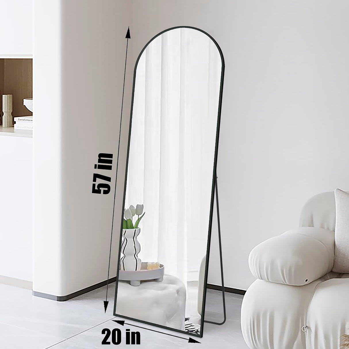 57x20 Door Hanging Full Length Mirror, Floor (Height 5.7ft just Body in1.3ft) or Wall