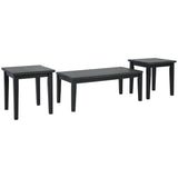 Modern 3 Piece Coffee Table Set, Melamine Laminate Finish, Dark Gray Wood