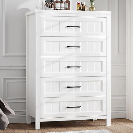 8 Drawer Dresser for Bedroom, Modern Dresser with Deep Drawers, Large White Dresser Farmhouse Wooden Double Dresser Chest of Drawers for Living Room, Hallway, Entryway (White, 8 Drawer)