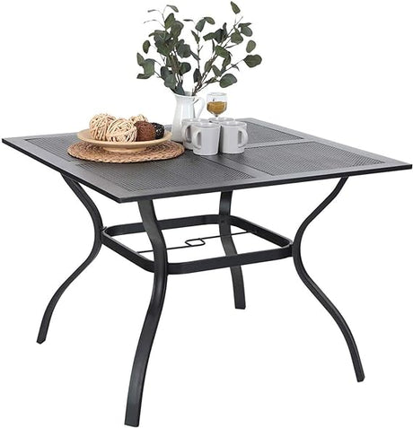 64" Large Outdoor Dining Table, Rectangular Metal Patio Table for 6