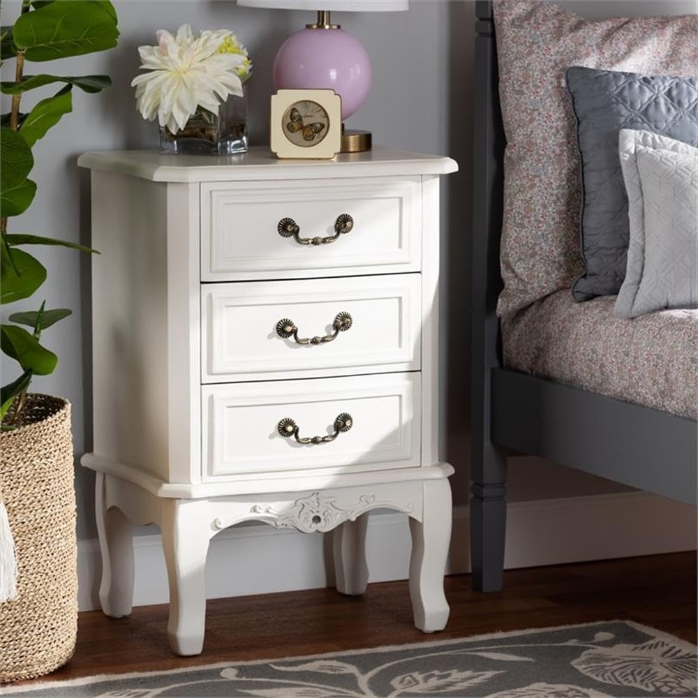 Studio Gabrielle Traditional French Country Provincial White-Finished 3-Drawer Wood