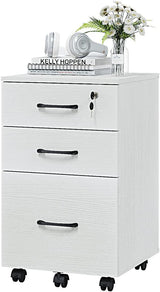 3 Drawer Wood Mobile File Cabinet, Under Desk Storage Drawers Small File Cabinet