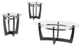 Contemporary Oval 3-Piece Occasional Table Set includes Glass Coffee Table