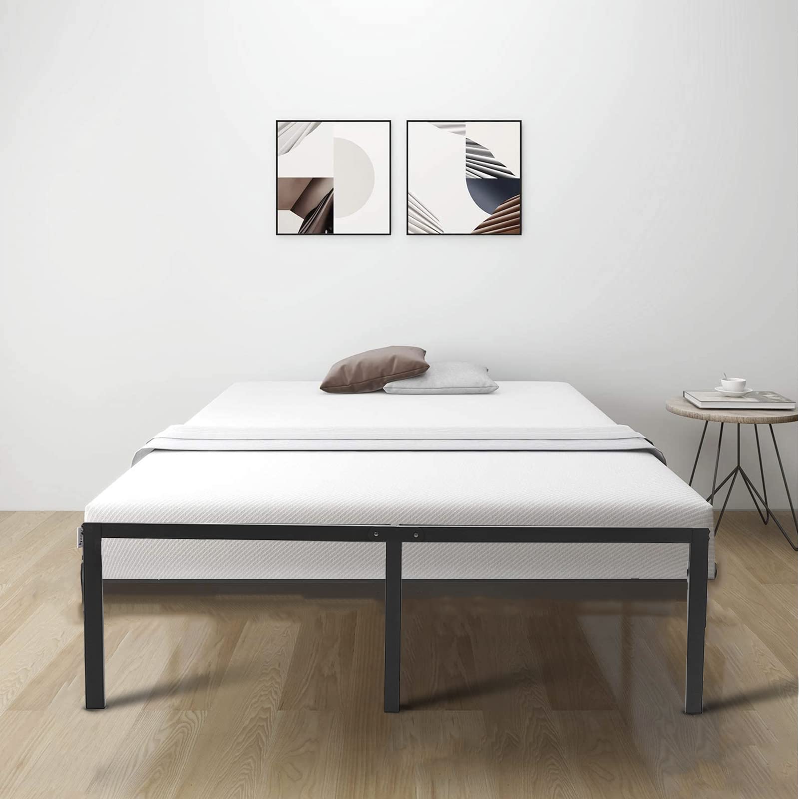 Metal Bed Frame Queen - Black Metal Platform Bed 14 Inch with Storage