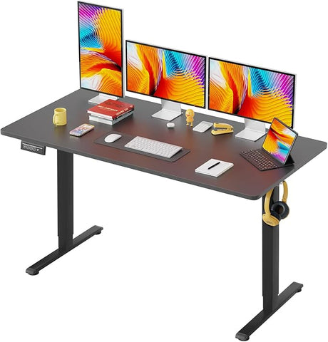 PayLessHere 48 Adjustable Height Standing Desk Computer Desk with Large Space and Headphone Holder Office Desk with Electric Lifting and 2 Memory Function for Office Meeting Room,Brown