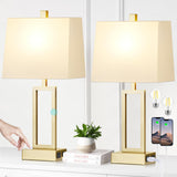 Touch Control Table Lamps Set of 2, Modern Gold Bedside Lamps