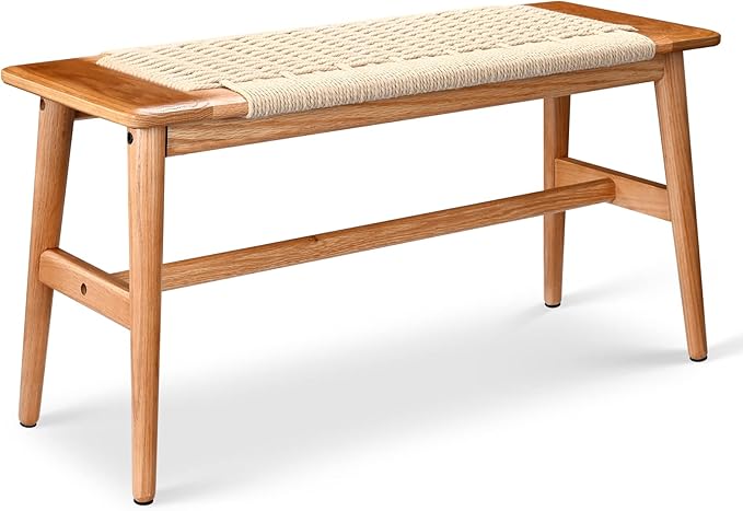 Entryway Bench, Oak Wood, Khaki