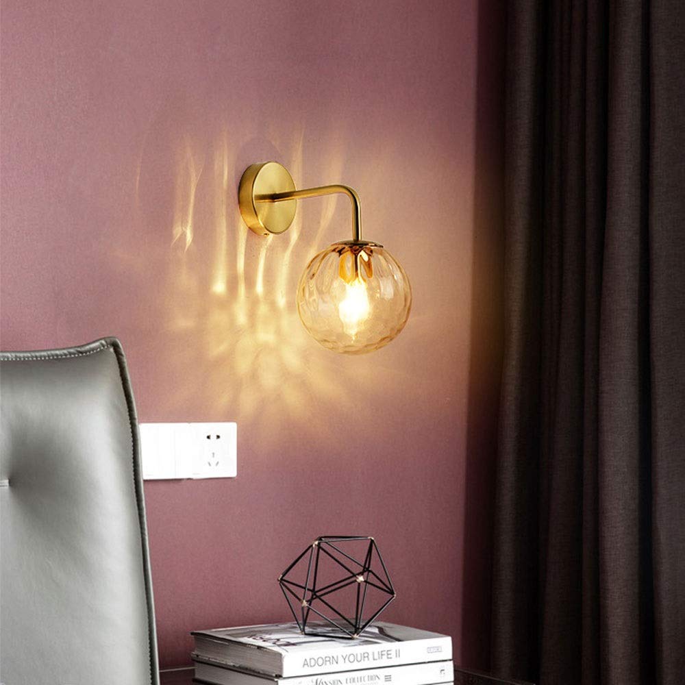 Modern Glass Ball Wall Lamp Iron Art Wall Light Sconce for Restaurant Living Room Bathroom