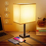 Touch Control USB Table Lamp, 3-Way Dimmable Nightstand Lamp with 4 Fast Charging USB Ports & 2 Outlet,