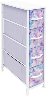 Sorbus Kids Narrow Dresser with 4 Drawers - Vertical Slim Storage Chest of Drawers with Steel Frame, Wood Top & Easy Pull Fabric Bins for Small Spaces, Closets, Bedroom, Bathroom & Laundry
