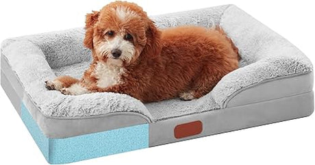 Large 3-Sided Memory Foam Dog Bed, Orthopedic Pet Couch Bed for Large Dogs