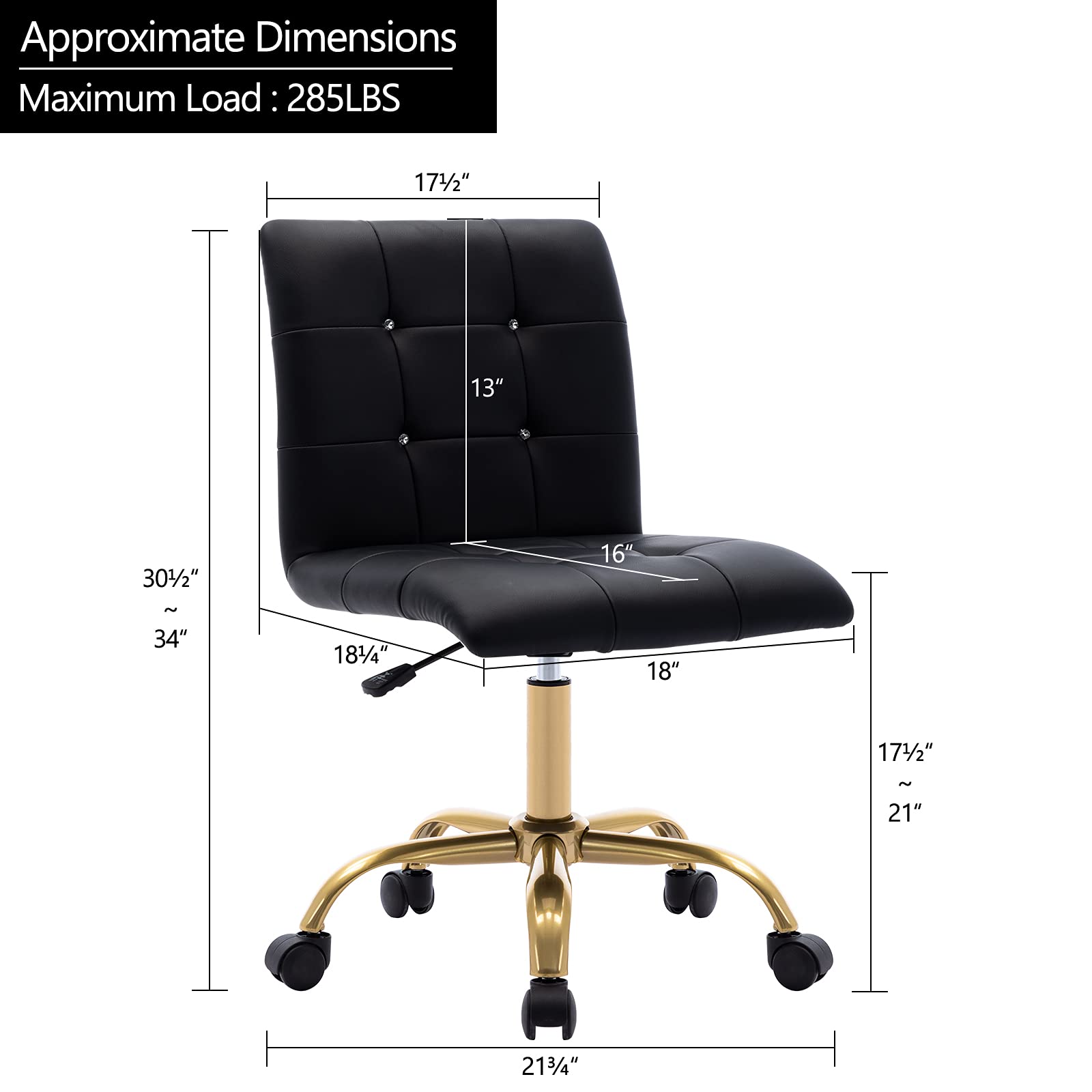 Elegant Tufted Rolling Desk Chair with Wheels