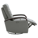 Genuine Leather Power Swivel Glider Rocker Recliner, USB Charge Power