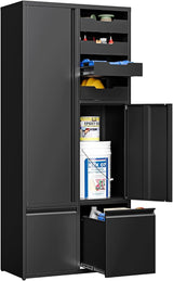 Metal Garage Storage Cabinet with 2 Drawers, 71" Heavy Duty Tool Cabinet with 2 Door