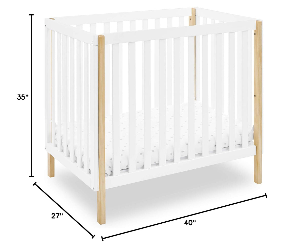 Gio Mini Crib with 2.75" Mattress Included, Bianca White/Natural