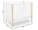 Gio Mini Crib with 2.75" Mattress Included, Bianca White/Natural