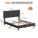 Full Size Bed Frame with Headboard, Linen Upholstered Full Platform Bed Frame