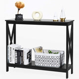 Console Table 2-Tier with Storage Shelf,X-Design Bookshelf Narrow Accent Table