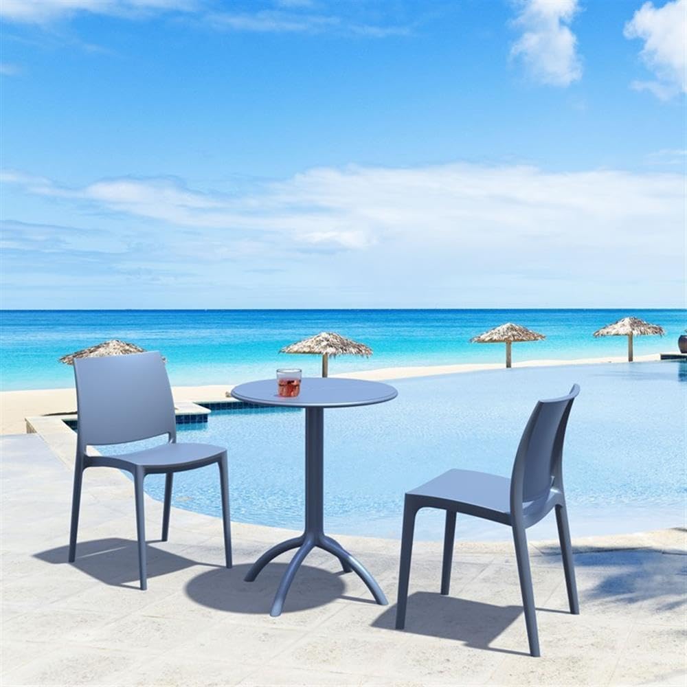 Maya Patio Dining Chair in Dark Gray (Set of 2)