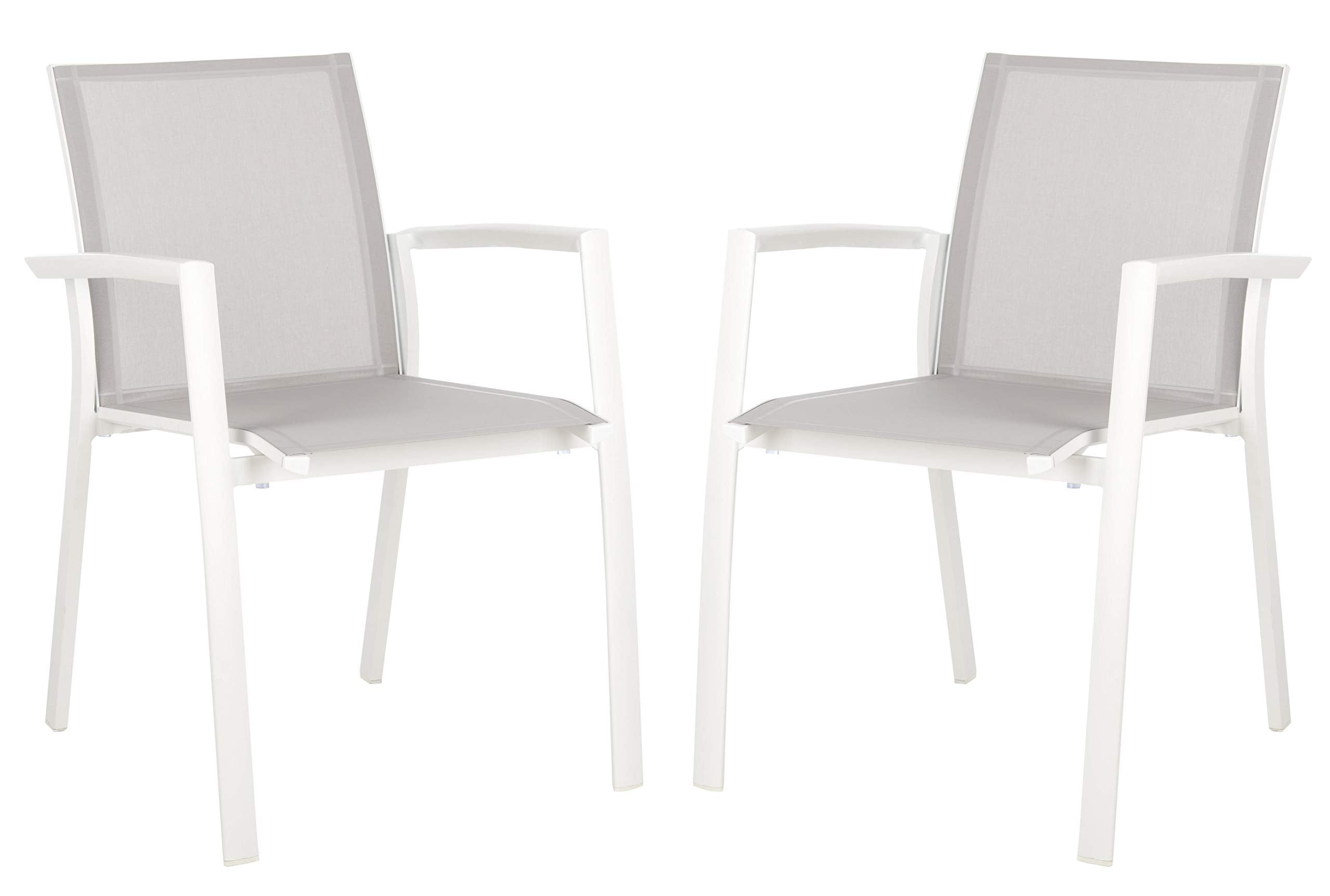 Outdoor Collection Negan Grey and White Stackable Chair (Set of 2)