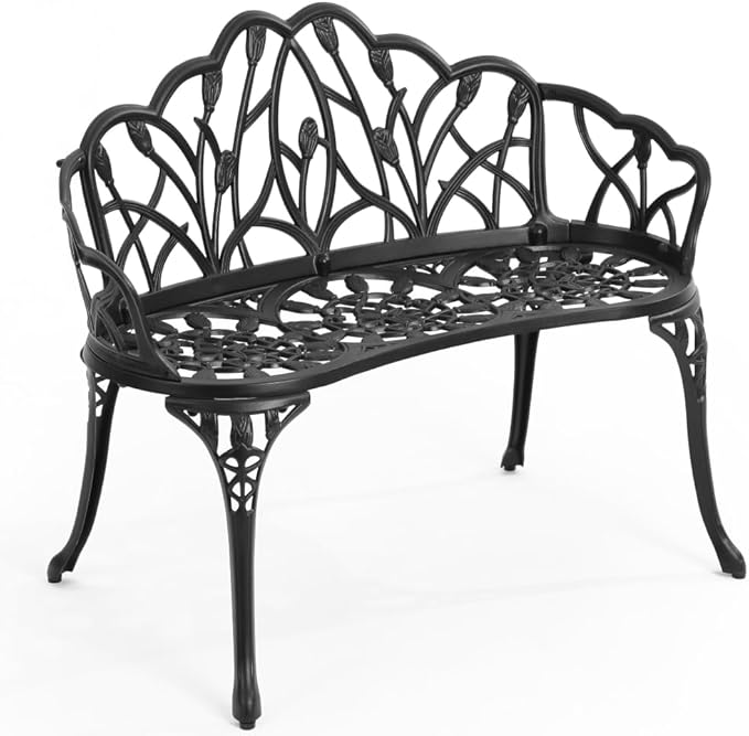 Outdoor Bench, Garden Metal Loveseat Furniture