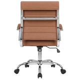 Mid Back Office Chair - PU Leather Executive Desk Chair with Wheels