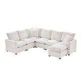 110 * 84" Modern U Shape Modular Sofa with 2 Pillows and Pure Foam Cushion