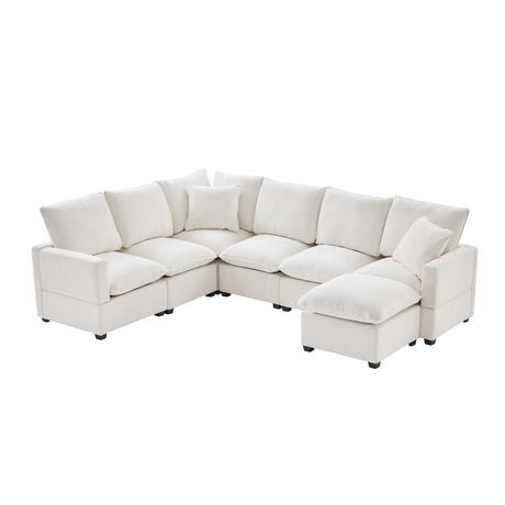 110 * 84" Modern U Shape Modular Sofa with 2 Pillows and Pure Foam Cushion