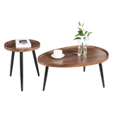 Wood Nesting Coffee Table Set of 2, Walnut End Tables Sofa Tables for Living Room