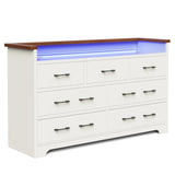 Wood Dressers for Bedroom, 54.3'' 7 Drawers Dresser with Built-in Power Strip