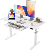 Height Adjustable Desk with Keyboard Tray, 48 x 24 Inches Electric Standing Desk