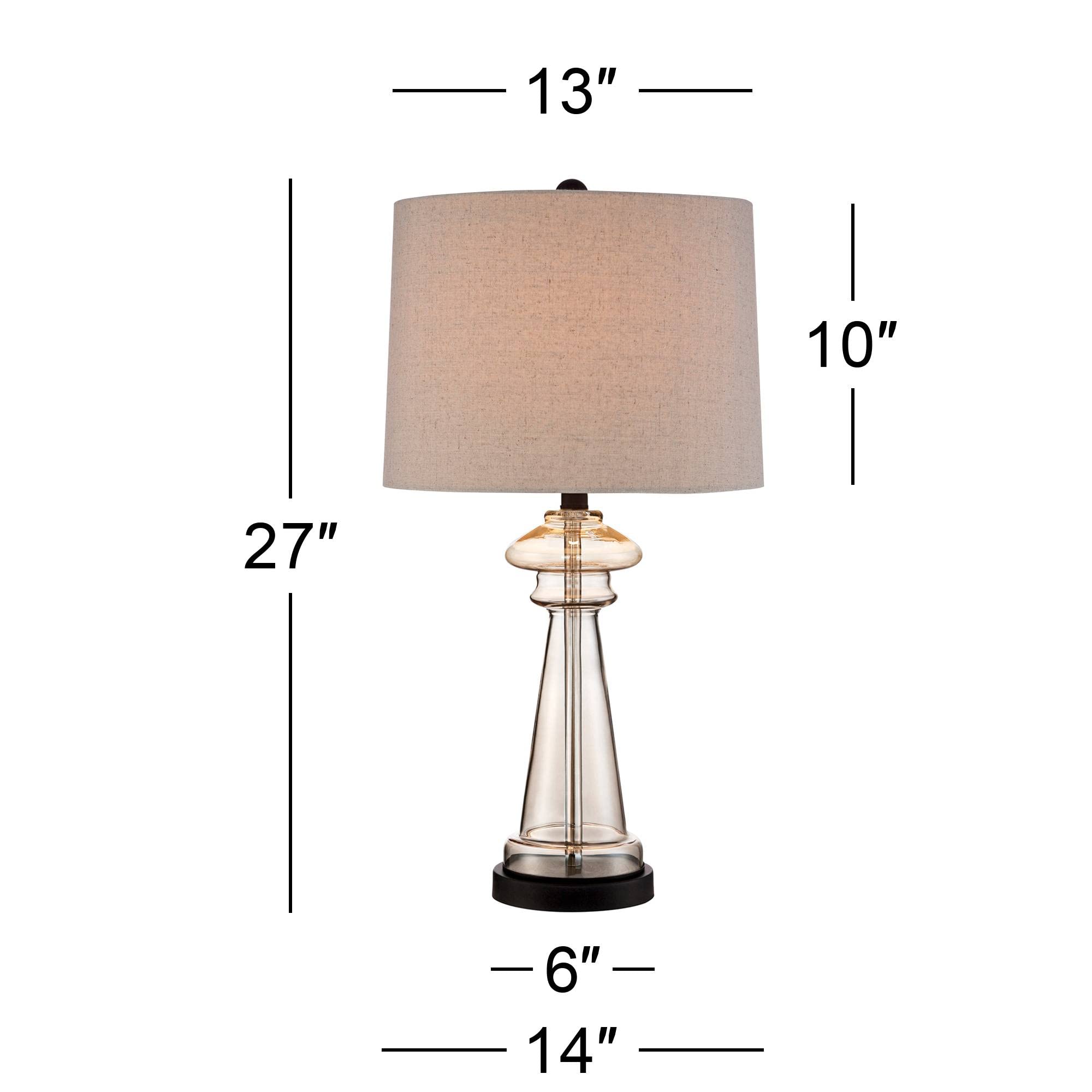 Dalia Traditional Country Cottage Table Lamps 27" Tall Set of 2 Clear Champagne Glass