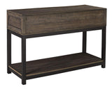 Johurst Rustic Rectangular Sofa Table with Two Drawers and Fixed Lower Shelf, Brown