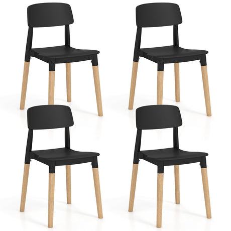 Wooden Dining Chairs Set of 4, Modern Dining Side Chairs Set w/Ergonomic Backrest