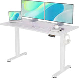 Electric Standing Desk, Adjustable Height Stand up Desk, 48x24 Inches Sit Stand Home Office Desk with Splice Board,White Top