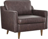 Impart Upholstered Genuine Leather Sofa in Tan