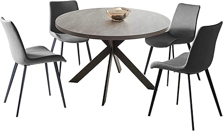 46.4" Round Dining Table Set, Mid Century Modern Round Dining Table for 4-6 Person