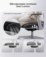 Ergonomic Office Chair with Foam Cushion & Adjustable Armrests - White