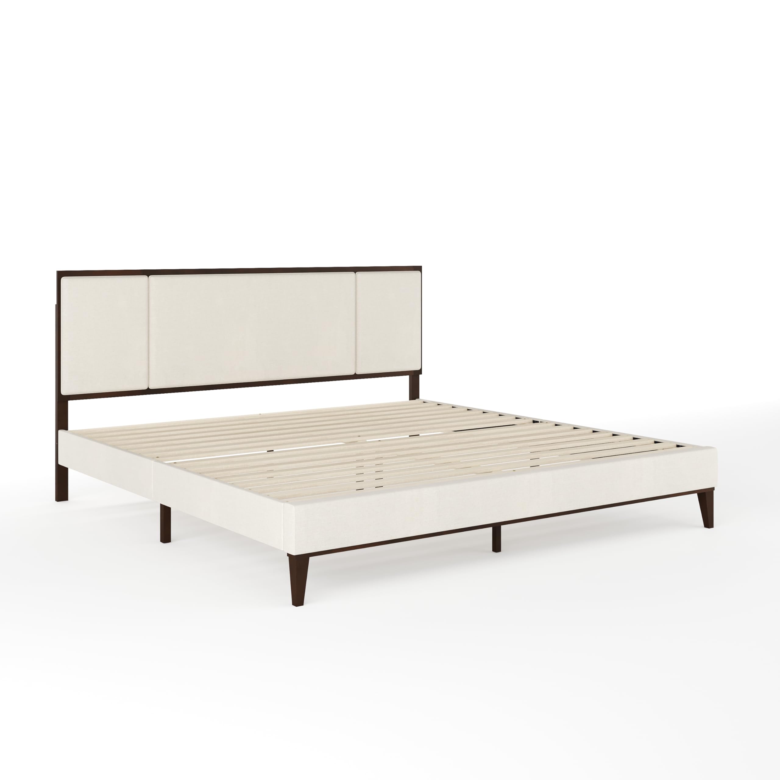 Jett Platform Bed with Headboard, Fabric Upholstered Inset Headboard