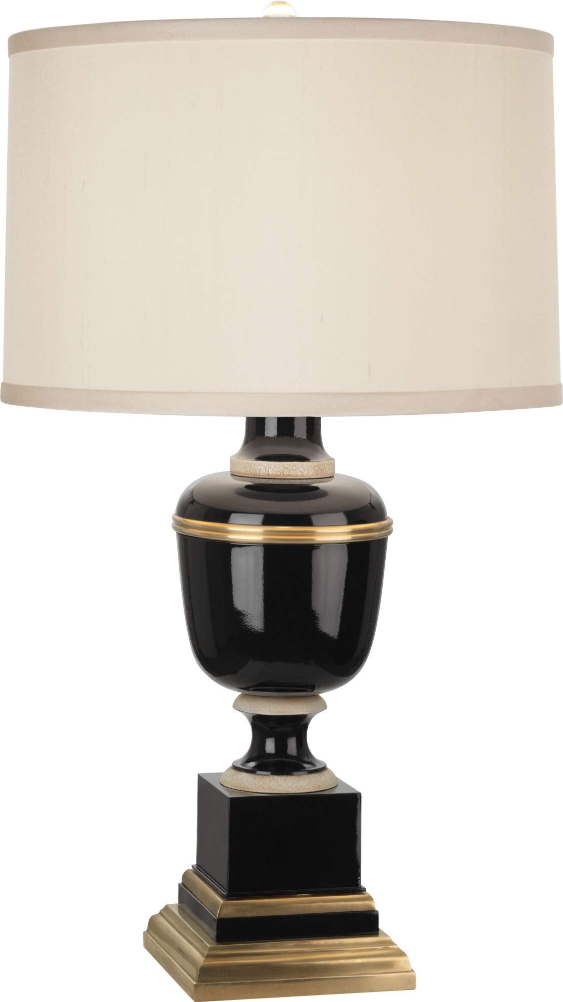 2507X Lamps with Cloud Cream Silk Shades, Ivory Crackle/Black Lacquered Paint/Natural