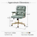 Faux Leather Office Chair with Tufted Backrest - Sage Green