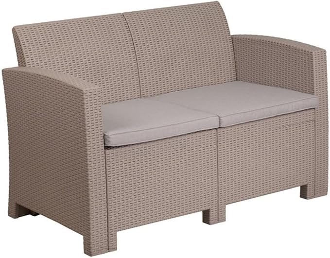 Seneca Dark Gray Faux Rattan Loveseat