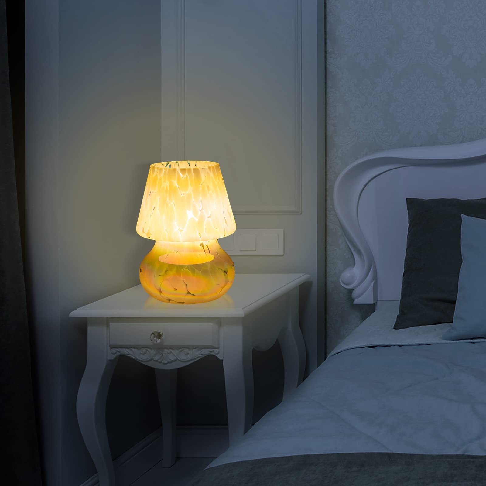 Mushroom Lamp, Stepless Dimmable Glass Table Bedside Lamps