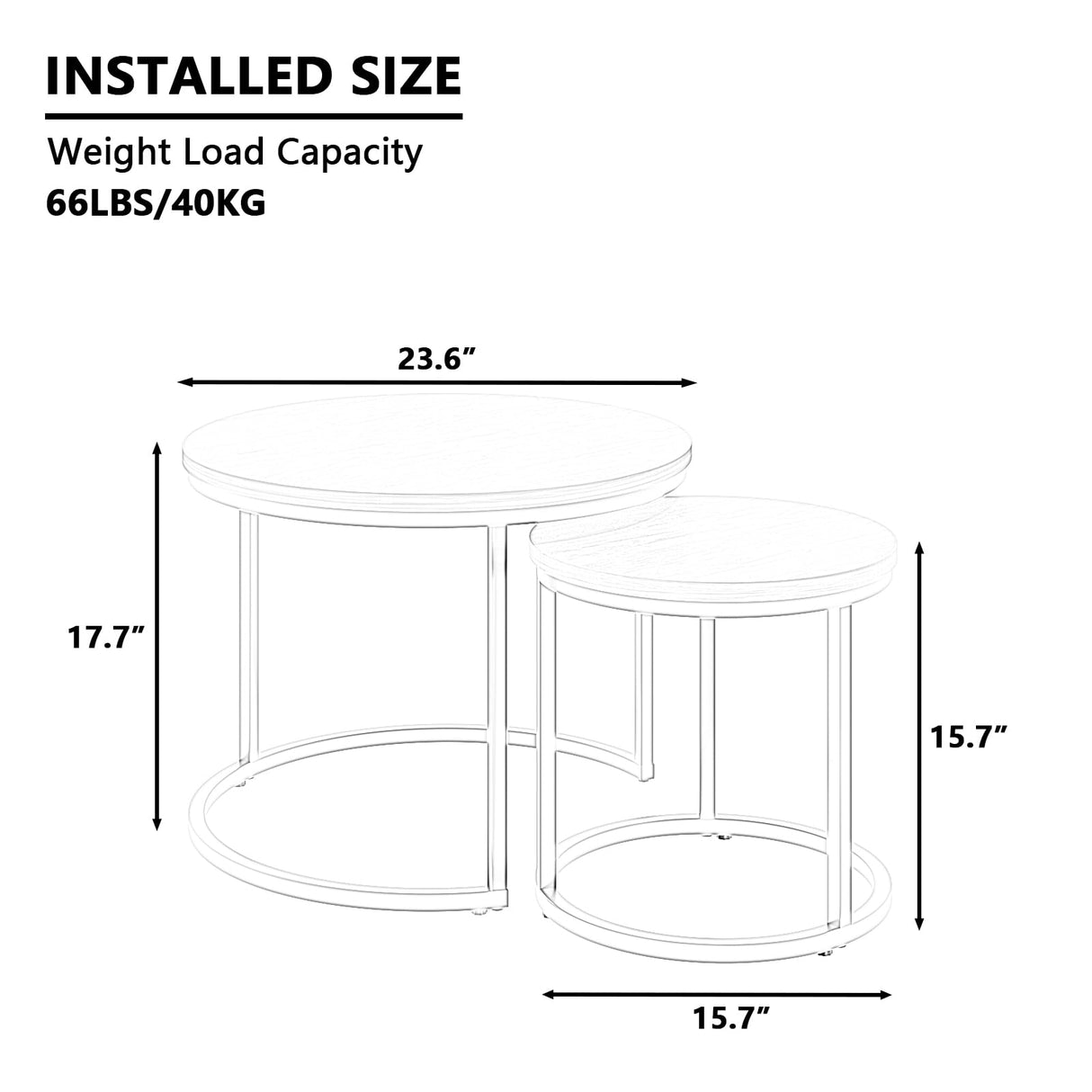 Round Nesting Coffee Table, Nesting Tables for Living Room Set of 2 End Tables Wood