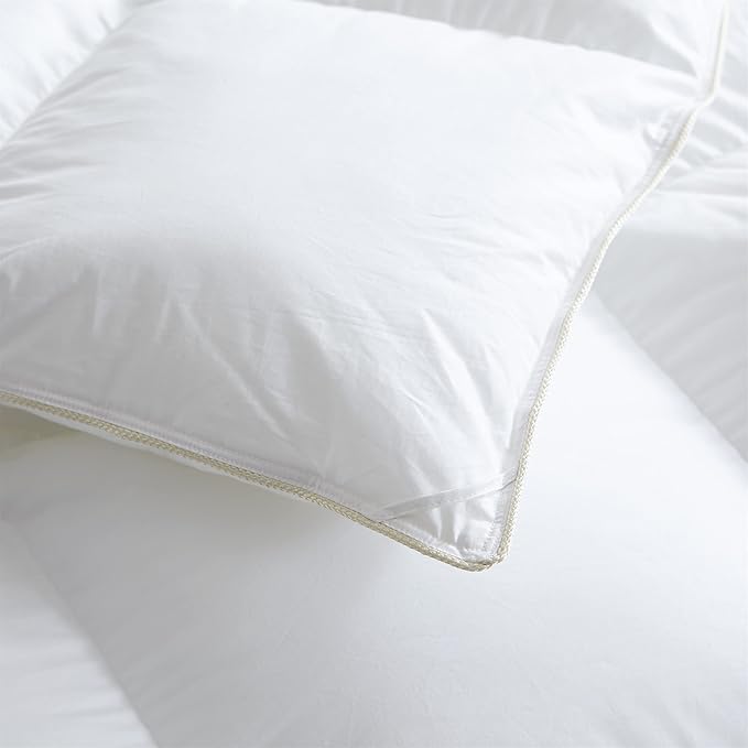 All-Season Goose Down Feather Fiber Comforter Queen Size Duvet Insert, Exquisite Pinch